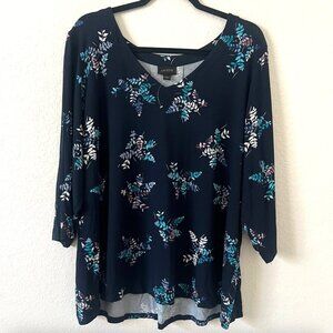 NWOT J. Jill Sz 2X Wearever Collection Jersey Knit Floral Tunic Top Stretchy